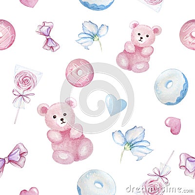 Watercolor children seamless pattern Stock Photo