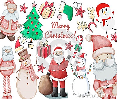 Watercolor Christmas Clipart Stock Photo