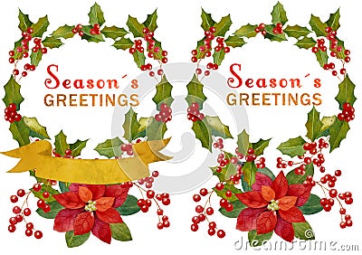 Watercolor Christmas elements Stock Photo