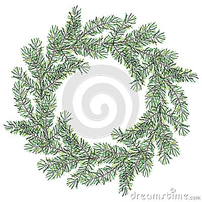 Watercolor Christmas wreat on a white background Stock Photo