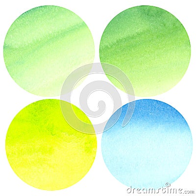 Watercolor circles of blue green and lime colors Stock Photo