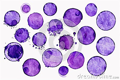 Watercolor Circles Purple On White Background Web Desig. Generative AI Stock Photo