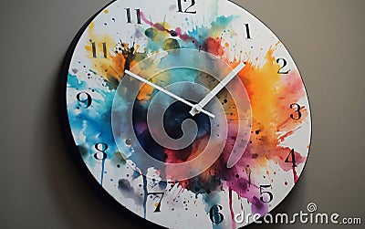 Watercolor clock, Generative AI Stock Photo