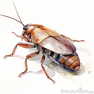 Watercolor Cockroach Illustration With Detailed Character Style Cartoon Illustration