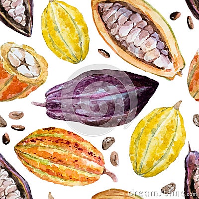 Watercolor cocoa pattern Vector Illustration