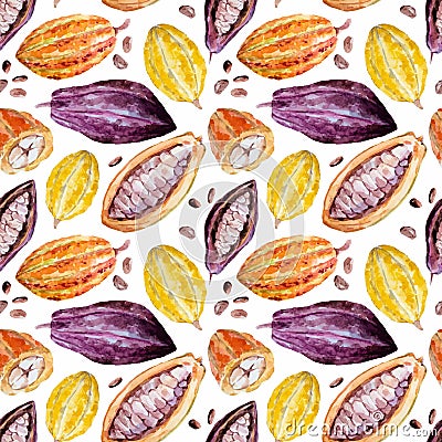 Watercolor cocoa pattern Vector Illustration