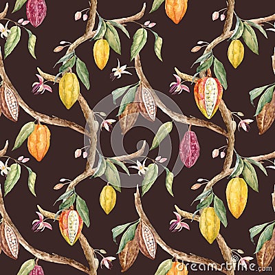 Watercolor cocoa vector pattern Vector Illustration