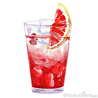 Watercolor cold punch cocktail glass Stock Photo