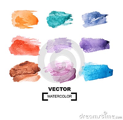 Watercolor color stains. multicolored brushstrokes watercolor. vector Vector Illustration