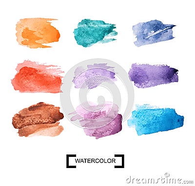 Watercolor color stains. multicolored brushstrokes watercolor. vector Vector Illustration