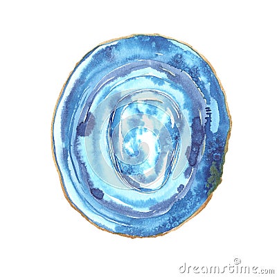 Watercolor Colorful agate slice isolated on white Stock Photo