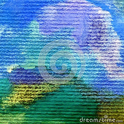 Watercolor abstract bright colorful textural background handmade . Painting of modern landscape. Sea coast , hill Stock Photo