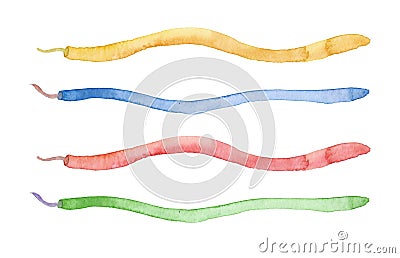 Watercolor colorful electrical cableson white background Stock Photo