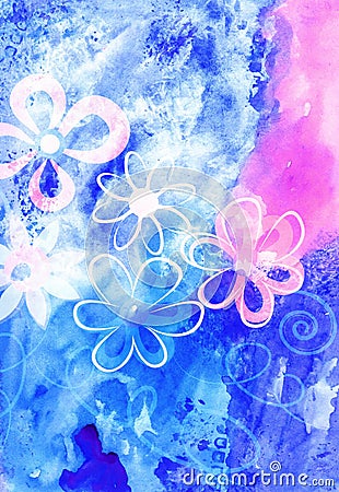 Watercolor colorful floral background. Vivid illustration Cartoon Illustration