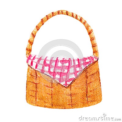 Watercolor colorful illustration bread basket Cartoon Illustration