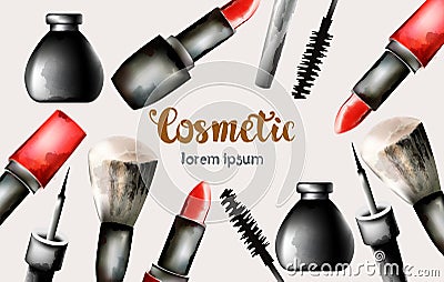 Watercolor cosmetic products Vector Illustration