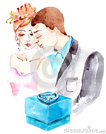 Watercolor couple in love Vector Illustration