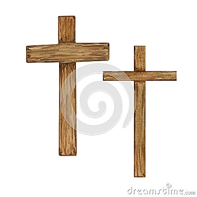 Watercolor crosses, Easter religious symbol Vector Illustration