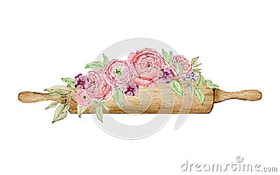 Watercolor culinary composition bakery logo Cartoon Illustration