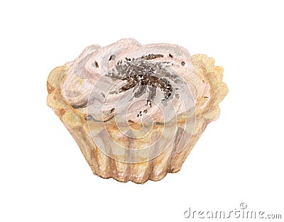 Watercolor cupcake with chocolate Stock Photo