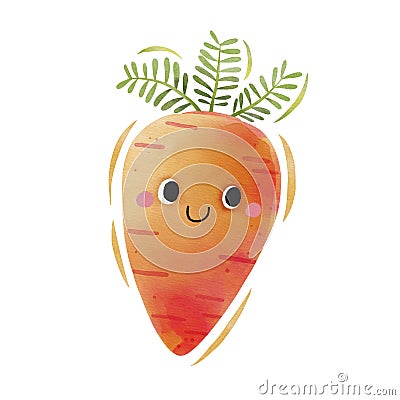 Watercolor cute carrot cartoon character. Vector illustration Vector Illustration