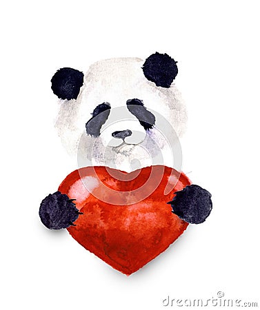 Watercolor cute panda Stock Photo