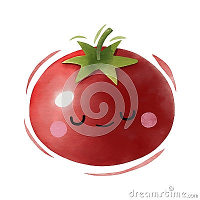 Watercolor cute tomato cartoon character. Vector illustration Vector Illustration