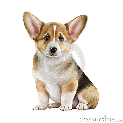 Watercolor Cutie Baby Dog Clipart, Cute Puppies Clipart, Corgi Stock Photo