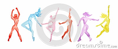 Watercolor dance set. Vector Illustration