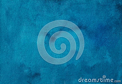 Watercolor dark teal blue liquid background painting. Ink blue color watercolour backdrop. Stains on paper Stock Photo
