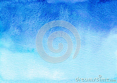 Watercolor deep blue and white gradient background. Watercolour cerulean ombre backdrop texture Stock Photo