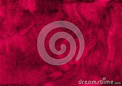 Watercolor deep crimson texture background hand painted. Watercolour burgundy overlay. Stains on paper Stock Photo