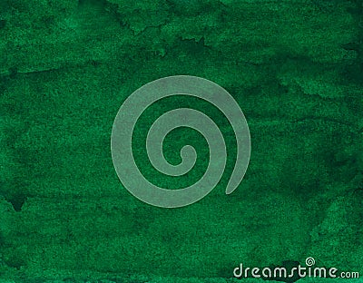 Watercolor deep green background painting. Watercolour abstract dark forest green backdrop. Stock Photo