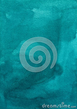 Watercolor deep sea green background texture. Aquarelle abstract turquoise backdrop. Blue-green stains on paper Stock Photo