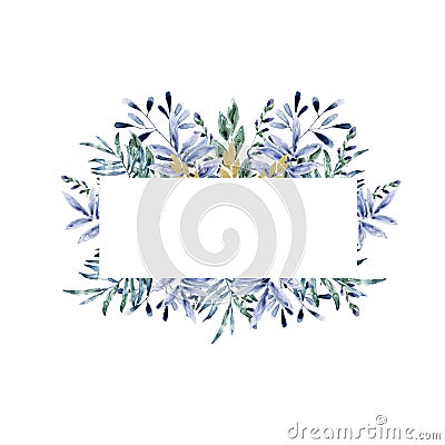 Watercolor delicate spring flowers botanical collection. Flowers, twigs, plants in pastel colors. Frame for text Stock Photo