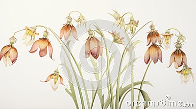 Watercolor Depiction of Fritillaria Meleagris on White Canvas AI Generated Cartoon Illustration