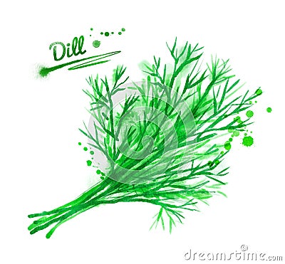 Watercolor dill Cartoon Illustration