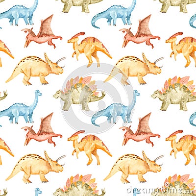 Watercolor dinosaurs prehistoric period. Stock Photo