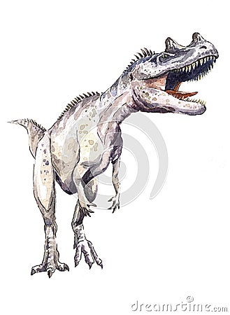 Watercolor dinosaurus, Ceratosaurus Stock Photo