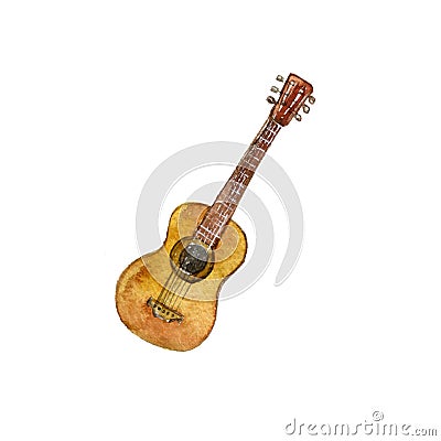 Watercolor drawing guitar Cartoon Illustration