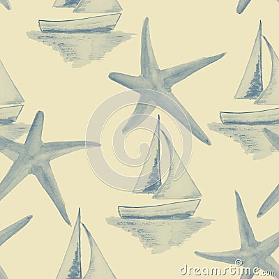 Watercolor drawing sea theme Stock Photo