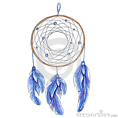 Watercolor dreamcatcher isolated on white background Stock Photo