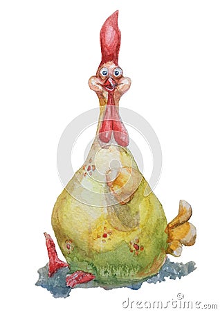 Watercolor Easter cockerel Stock Photo