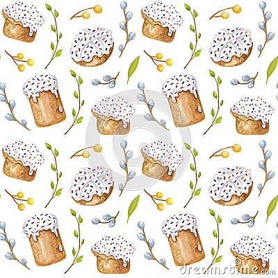 Watercolor easter pattern Cartoon Illustration