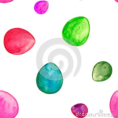 Watercolor eggs in a minimalistic seamless pattern. Stock Photo