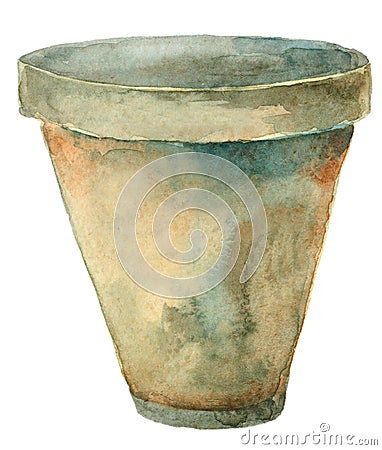 Watercolor Empty pot Stock Photo