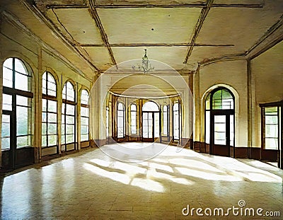 Watercolor of Empty reception area of Stock Photo
