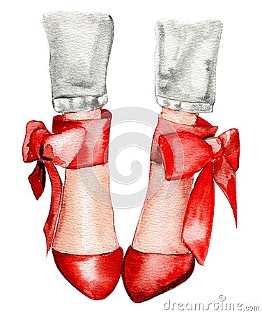 Fashion Legs on Red High Heels Stock Photo