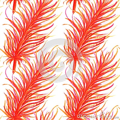 Watercolor feathers abstract seamless pattern background. Template for a business card, banner, poster, notebook Stock Photo