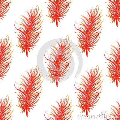 Watercolor feathers abstract seamless pattern background. Template for a business card, banner, poster, notebook Stock Photo